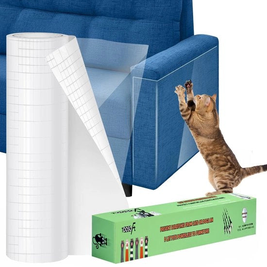 Protezione da graffio per gatto per divano 4,1m x 31,5cm: protezione da graffio per gatto adesiva extra lunga - antigraffio per gatto per divani e porte con taglio flessibile