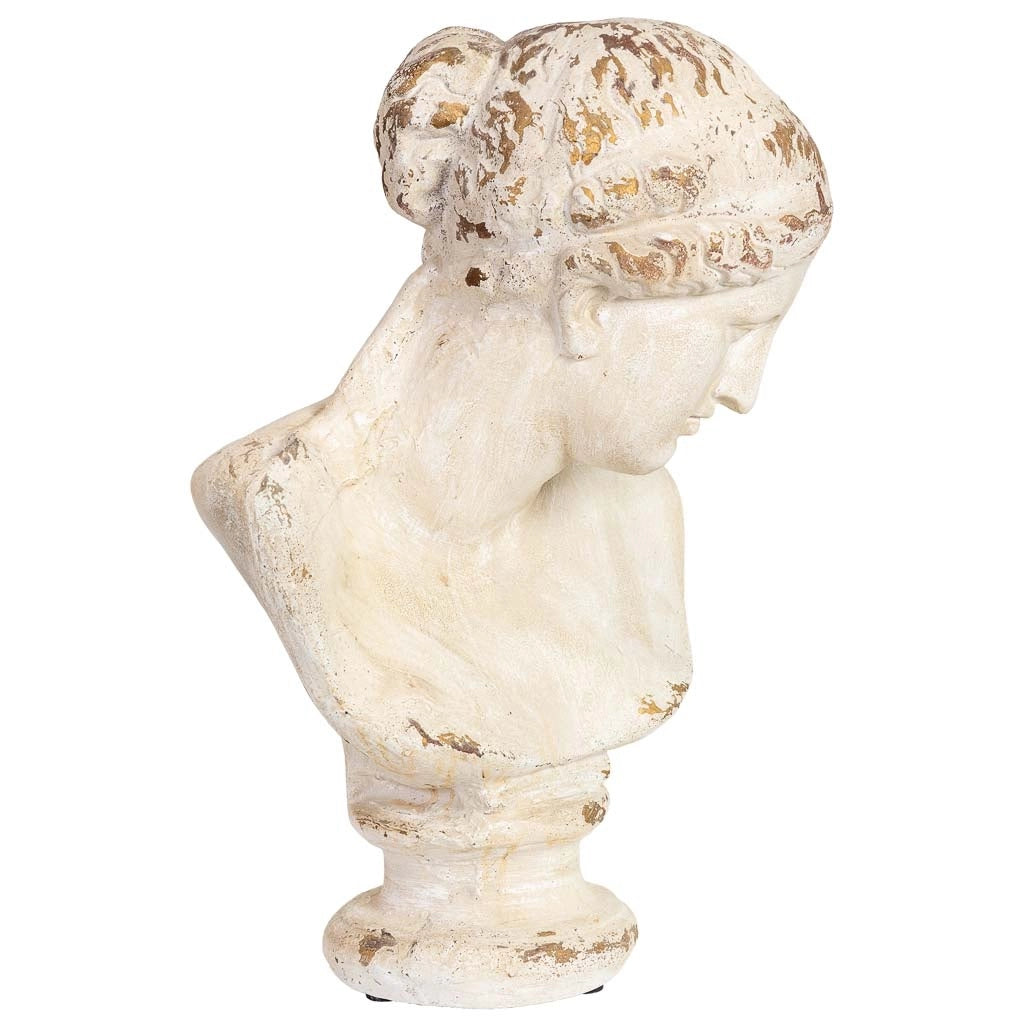 Figura decorativa, busto in magnesio bianco, cm 43x34x66h