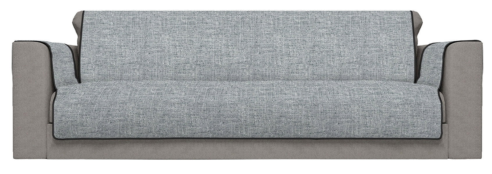 Copridivano con Copri Braccioli Seduta 60 cm in Poliestere Grigio Scuro