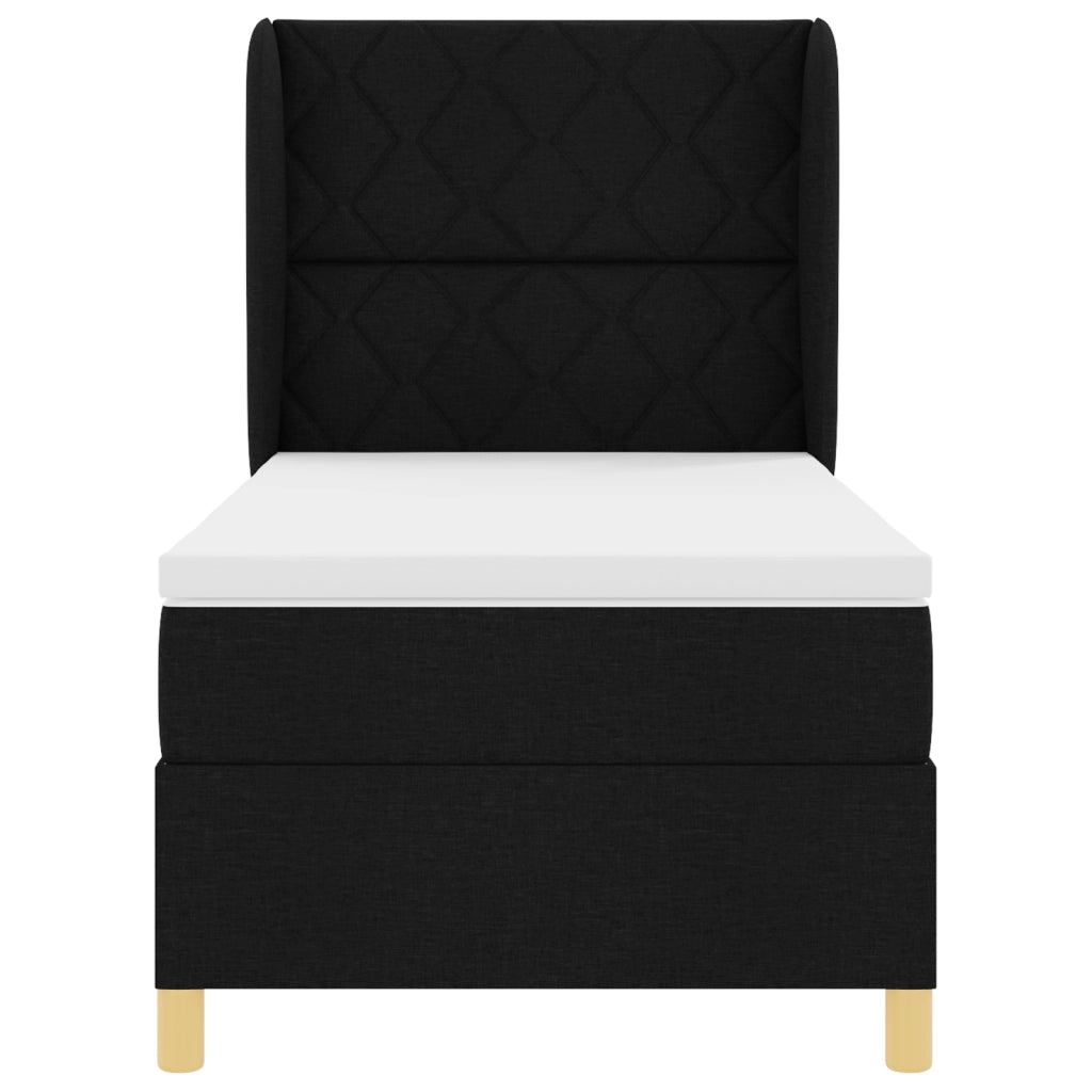 Letto Box Spring con Materasso Nero 100x200 cm Tessuto