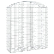 Cesto gabbione recinzione a gabbia muro di contenimento ad arco 150 x 50 x 160/180 cm ferro zincato argento 02_0039983