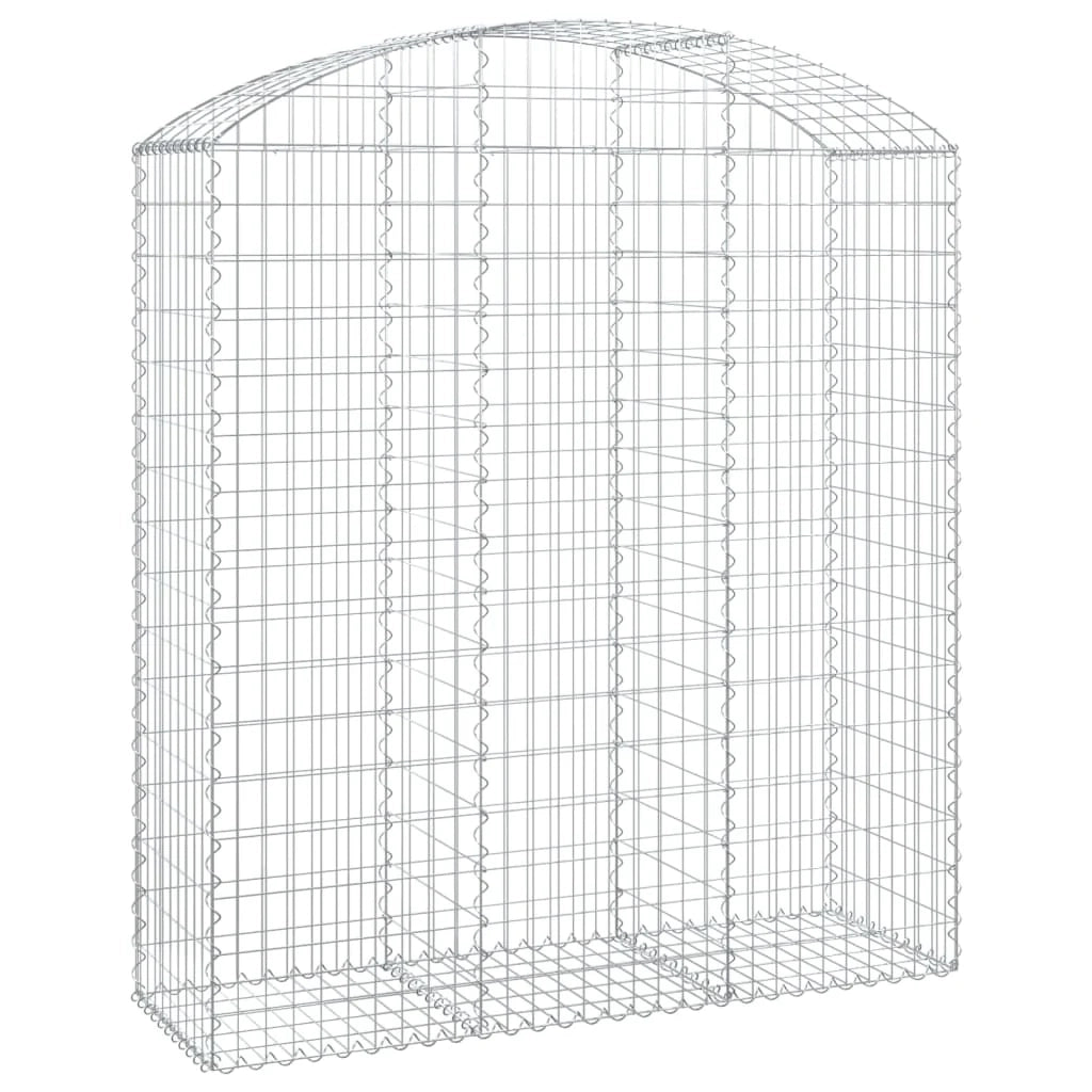 Cesto gabbione recinzione a gabbia muro di contenimento ad arco 150 x 50 x 160/180 cm ferro zincato argento 02_0039983