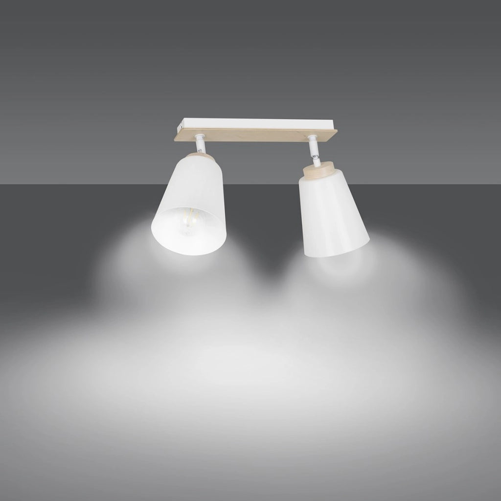 Lampada a sospensione ATLAS in acciaio bianco e legno
