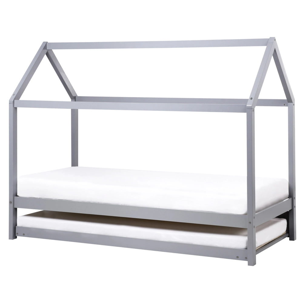 Letto a scomparsa della casa per bambini in legno di pino grigio UE misura singola 90 x 200 cm letto con base a doghe per la cameretta moderna dei bambini.