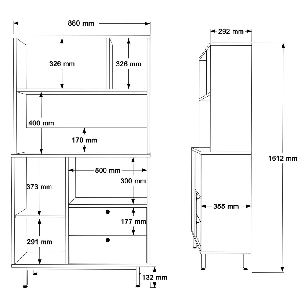Madia Paratico, Credenza 5 Ripiani, 88x36x161h cm Marrone Rovere