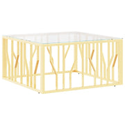 Tavolino da salotto | Tavolino da caff¨¨ | Tavolino da Soggiorno Oro 80x80x40 cm in Acciaio Inox e Vetro