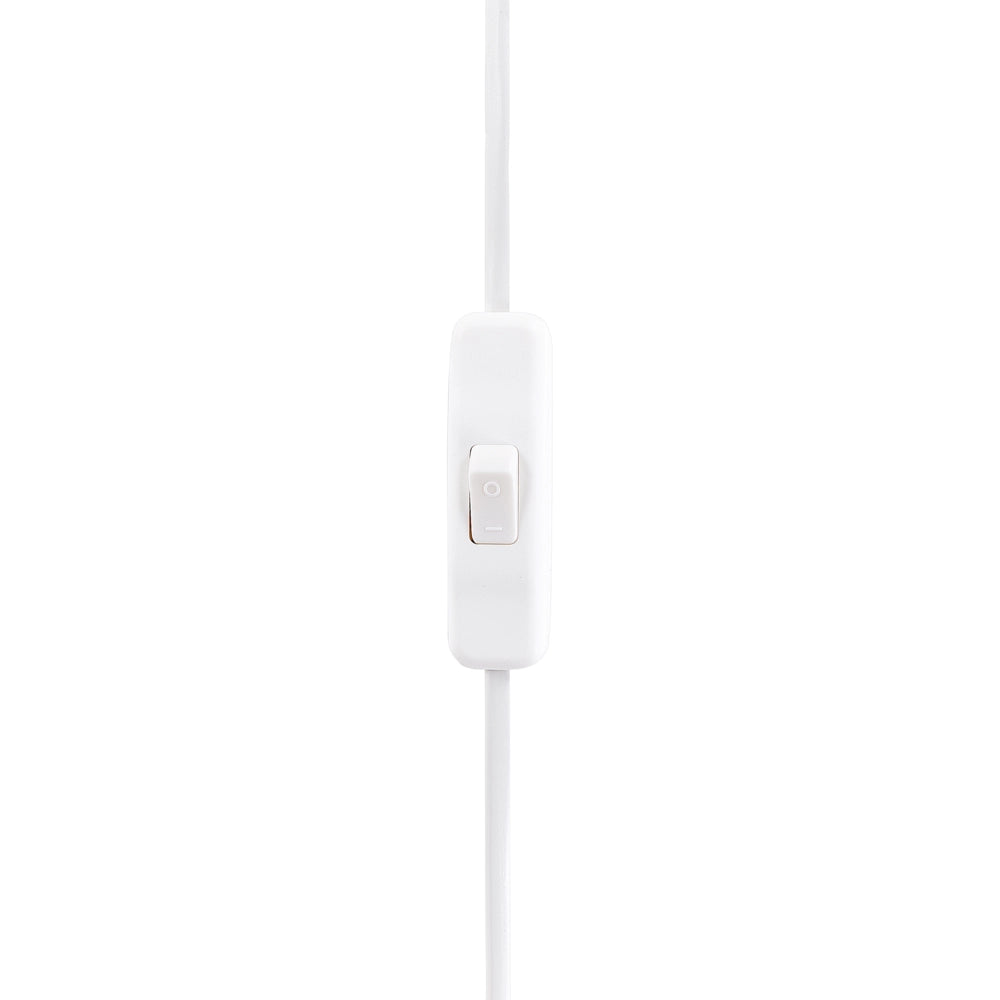 Lampada da tavolo in ceramica bianca con paralume in lino e base minimalista design stile contemporaneo