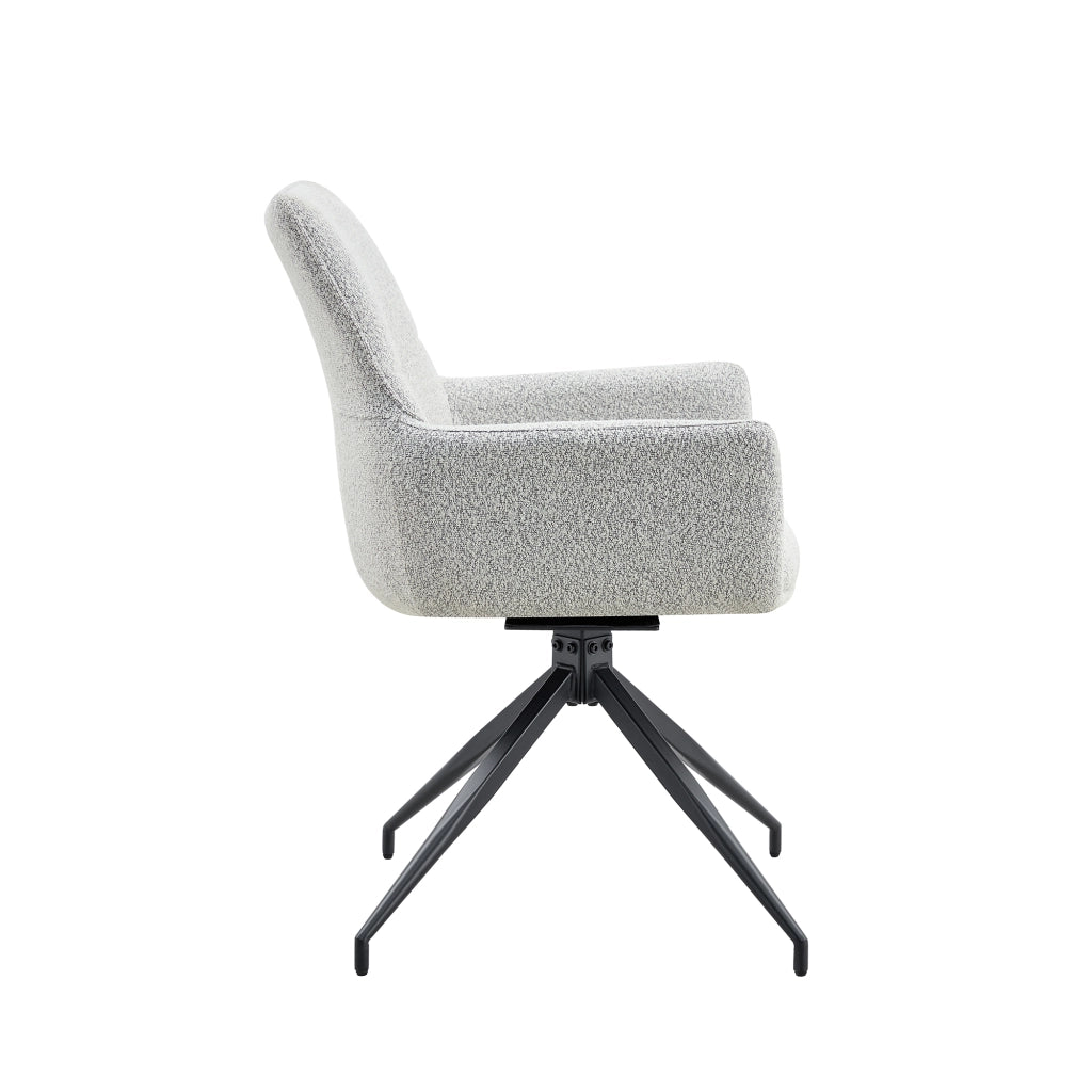 Sedia girevole 360° con braccioli; tessuto e metallo; grigio chiaro e nero; 71.0 × 57.5 × 52.5 cm