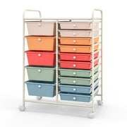 Carrello con 15 cassetti estraibili e ruote con freno-Scaffale-Carrello multiuso per casa ufficio scuola Colorato 2