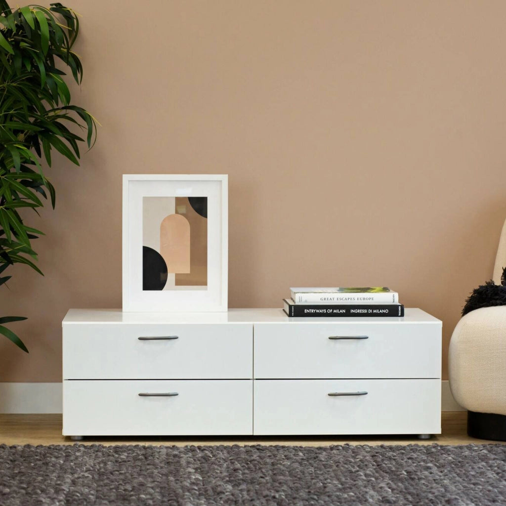 Cassettiera Gignod, Settimino multiuso, Comò camera da letto, Mobile con cassetti, 111x52 h35 cm, Bianco
