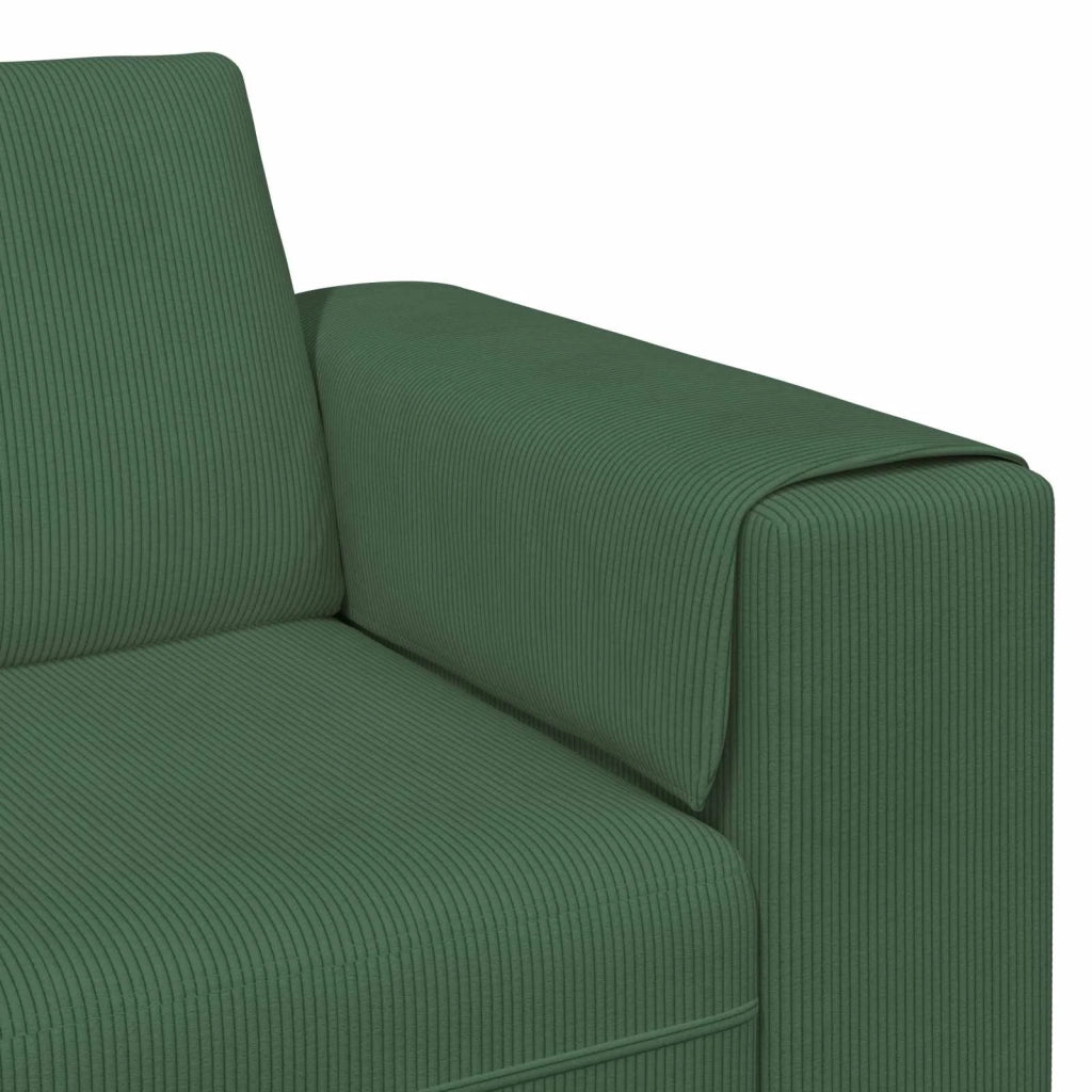 Divano Verde Scuro 250 x 188 x 76 cm Tessuto in Cords 3335136