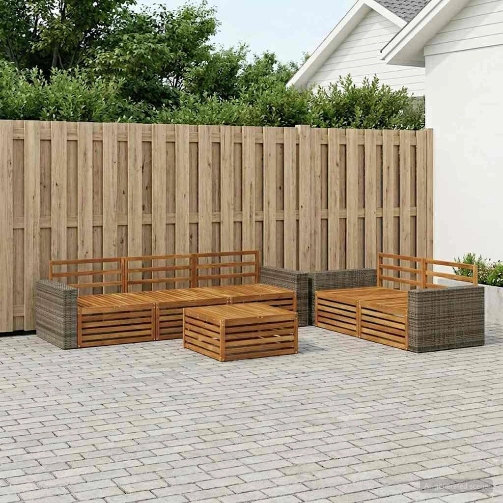 Set di divani da esterno 6 pz Naturale Legno di Acacia Massello 3383037