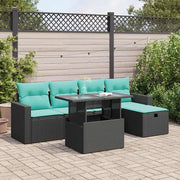 Set Divano da Giardino 6pz con Cuscini Grigio Polyrattan Acacia