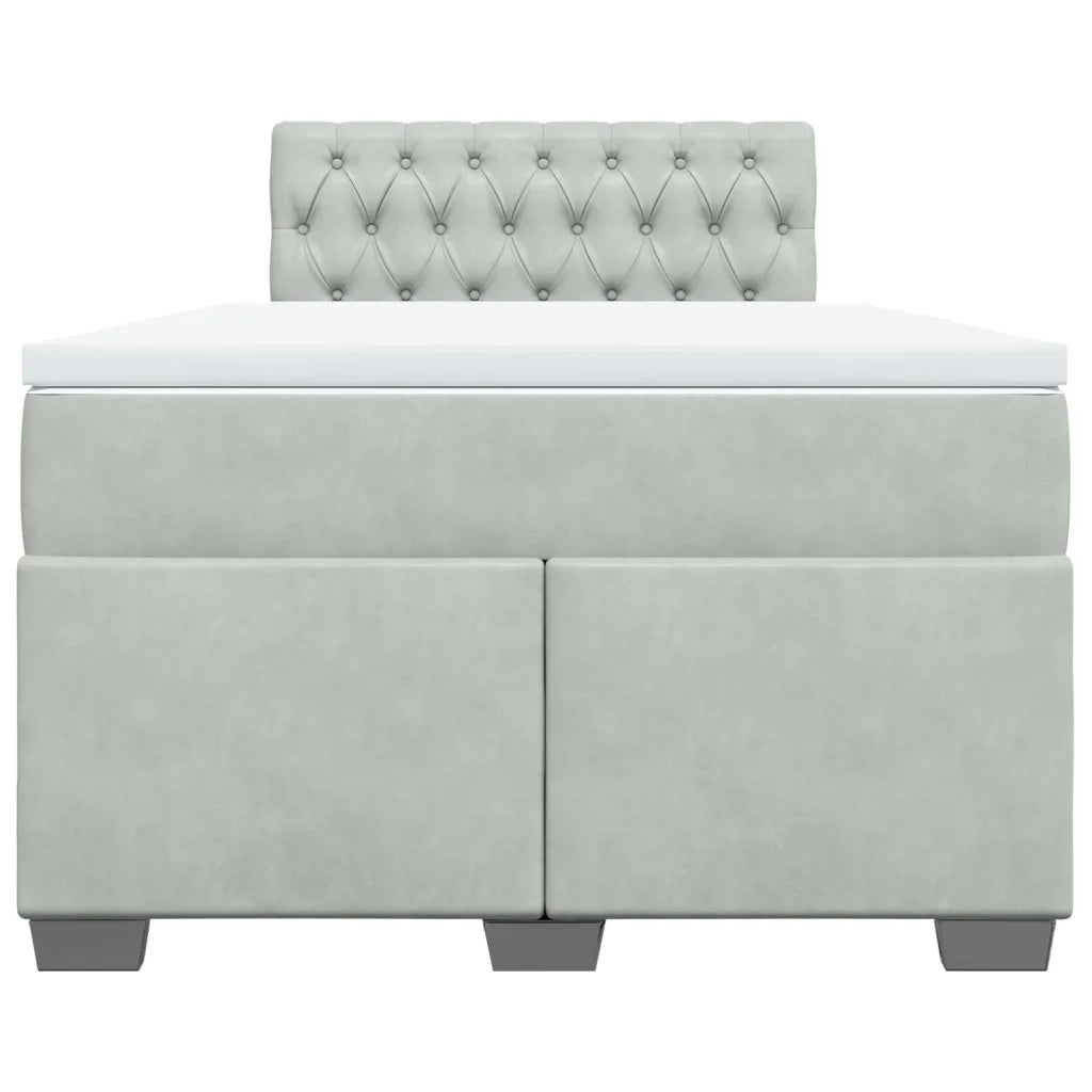 Giroletto a Molle con Materasso Grigio Chiaro 120x200cm Velluto