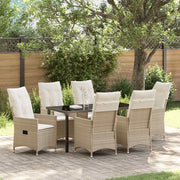 Set da Pranzo per Giardino con cuscino 7 pcs Beige polyrattan