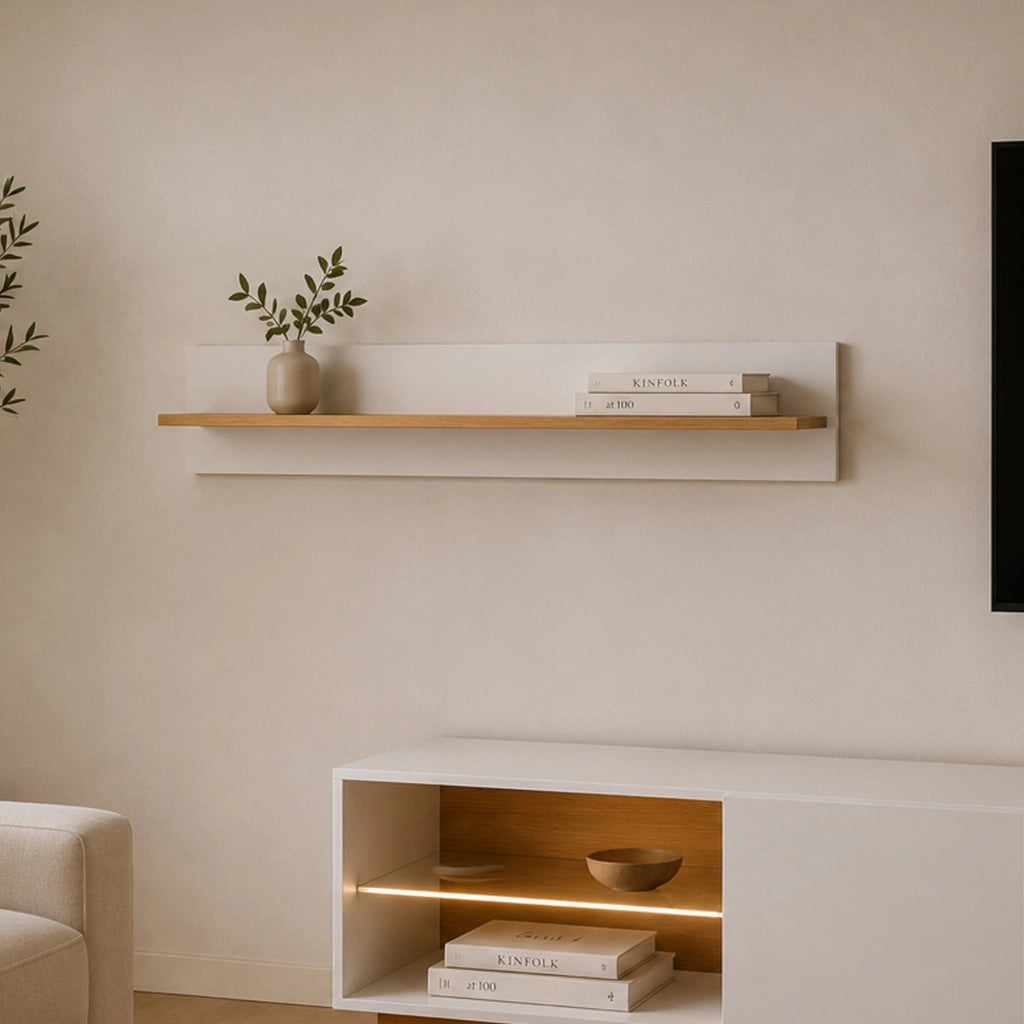 Kadalo, Mensola un Ripiano, 138x20x20h cm Bianco Lucido
