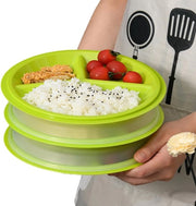 piatti per microonde con coperchio, BPA-free, piatti per microonde riciclabili, contenitori per alimenti per microonde resistenti al riscaldamento con 3 compartimenti, coperchi per riscaldamento e congelamento (C)