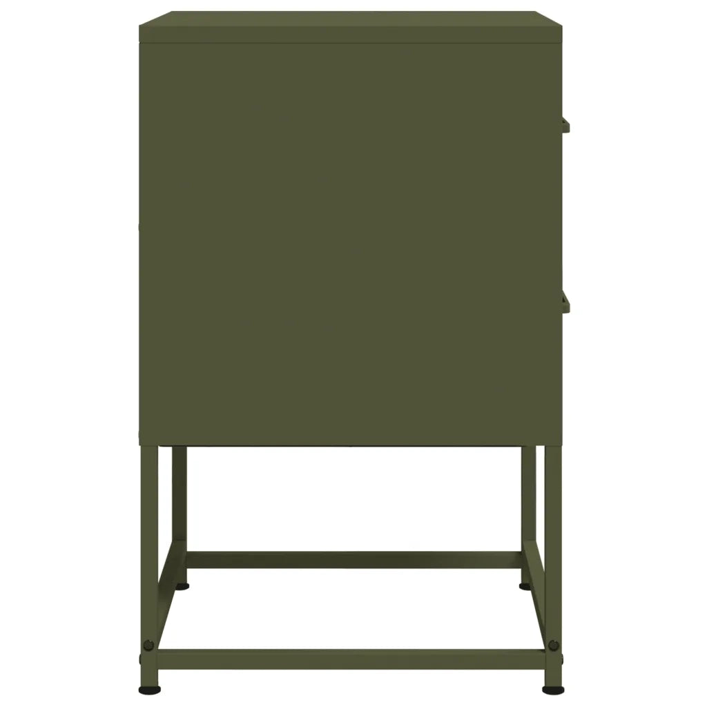 Comodini 2 pz-Set di 2 Tavolino da notte Verde Oliva 36x39x60,5 cm in Acciaio 703726