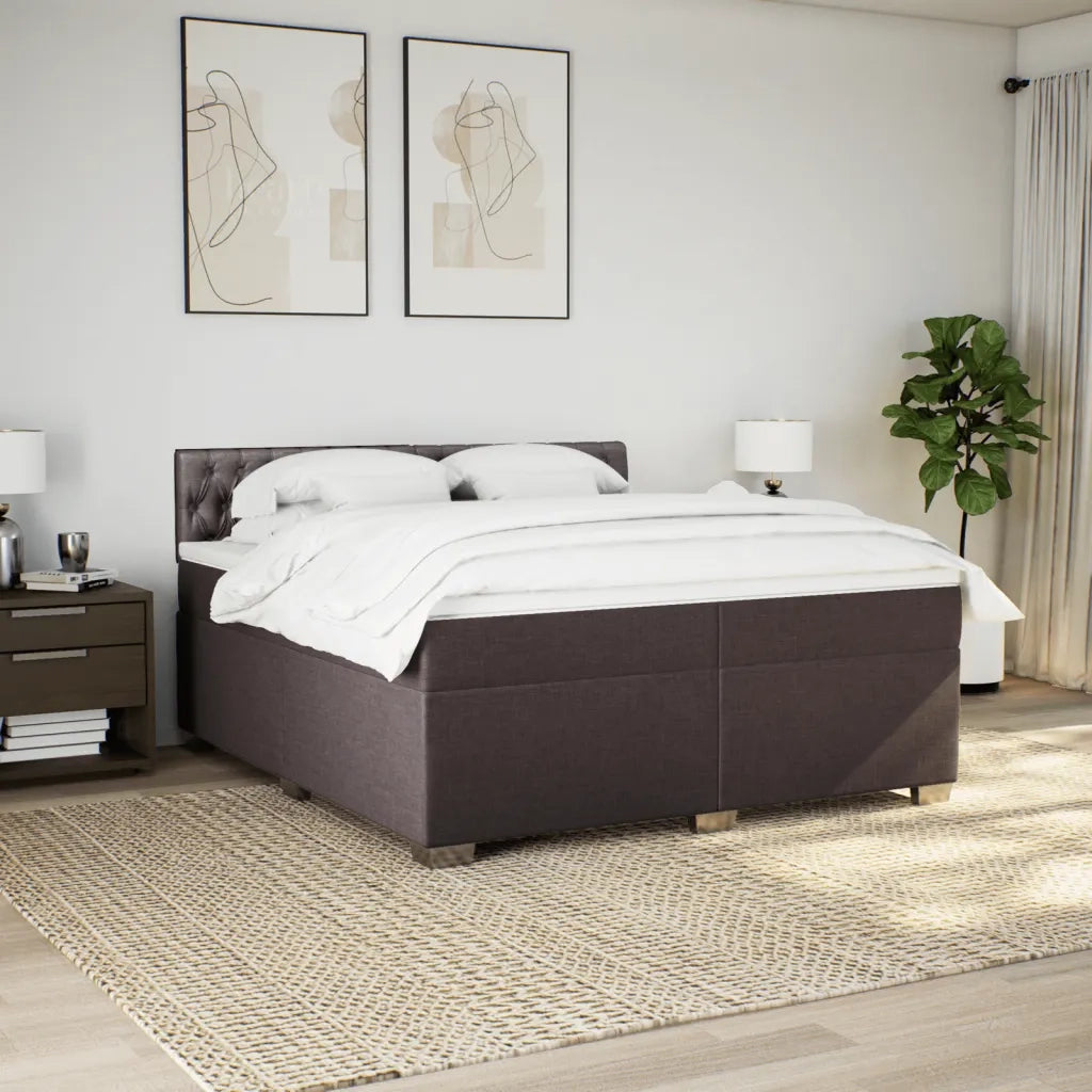 Giroletto a Molle con Materasso Marrone Scuro 200x200cm Tessuto 3288305
