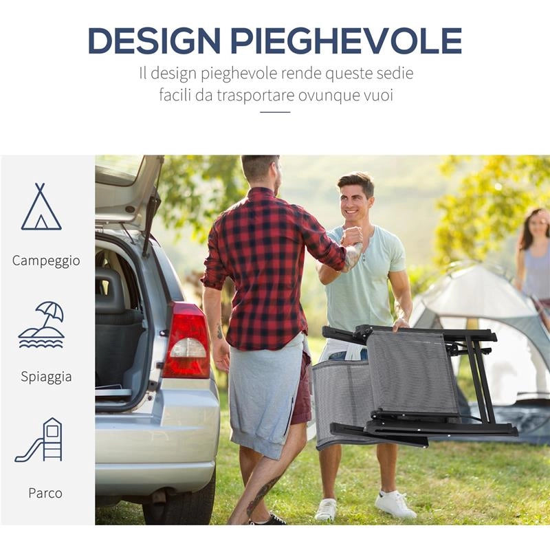 SDRAIO DA GIARDINO ZERO GRAVITY PIEGHEVOLE E RECLINABILE A 9 LIVELLI CON CUSCINO LOMBARE GRIGIO