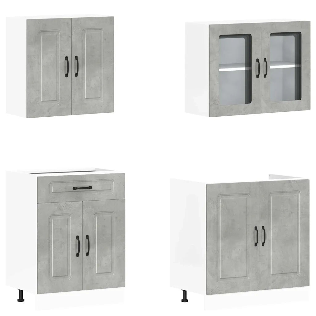 Set Mobili da Cucina 4 pz Kalmar Grigio Cemento in Truciolato 3314855