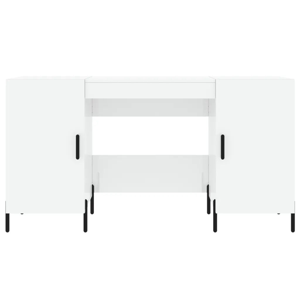 Scrivania Bianco Lucido 140x50x75 cm in Legno Multistrato 829558