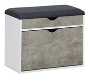 Scarpiera Panca con Scomparto e Cuscino 60x30x50 cm in Truciolare e Poliestere Grigio e Cemento