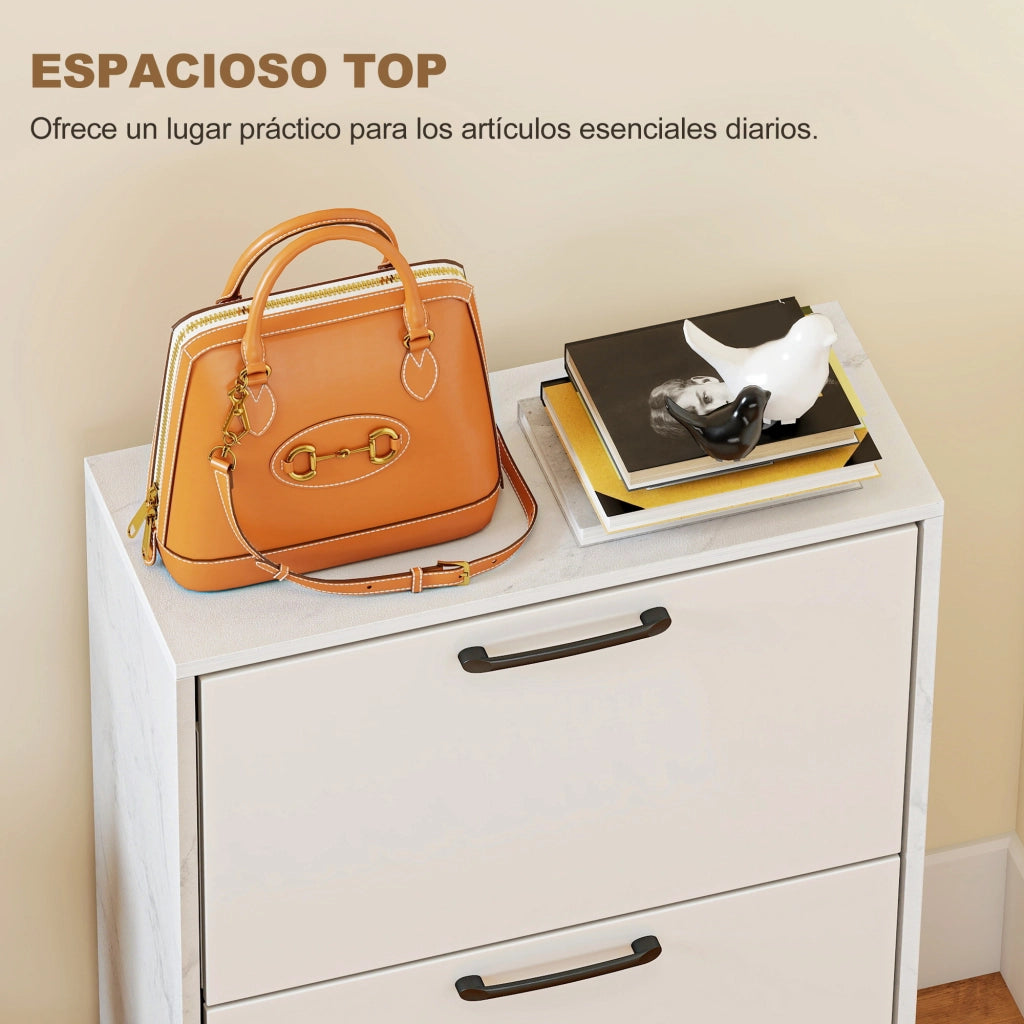 Armadio per scarpe con 2 ante a specchio e ripiani regolabili ¨C zephmum ¨C 60x24x80 cm bianco