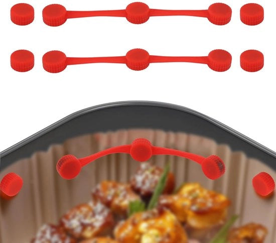 Set di spieghi termoresistenti in silicone - Spieghi lunghi e rotondi - 2 pezzi/4 pezzi - Idonei per il contatto con gli alimenti - Rosso - Accessori per Airfryer