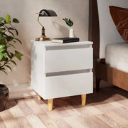 Comodino con Gambe in Pino Massello Bianco 40x35x50 cm 805851