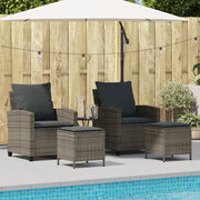 Set Divani da Giardino 4 pz con Cuscini in Polyrattan Grigio