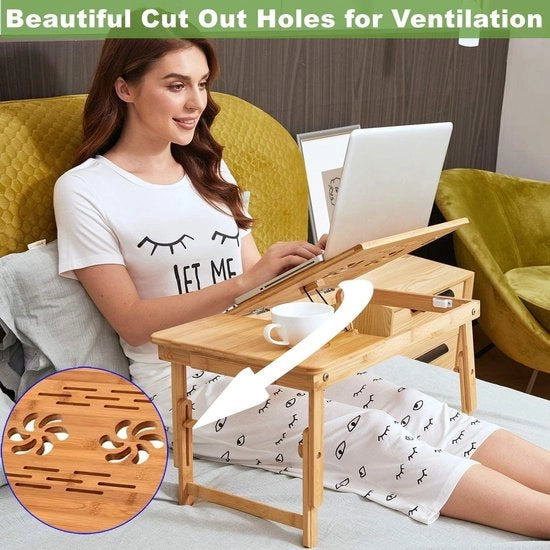 Tavolo da letto con tavolo da lavoro portatile, tavolo da notte pieghevole, tavolo da letto con gambe pieghevoli