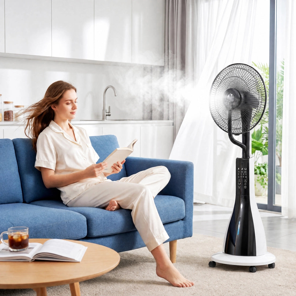 Ventilatore con nebulizzatore a ruote ¨C zephmum ¨C 90W 125cm nero con telecomando