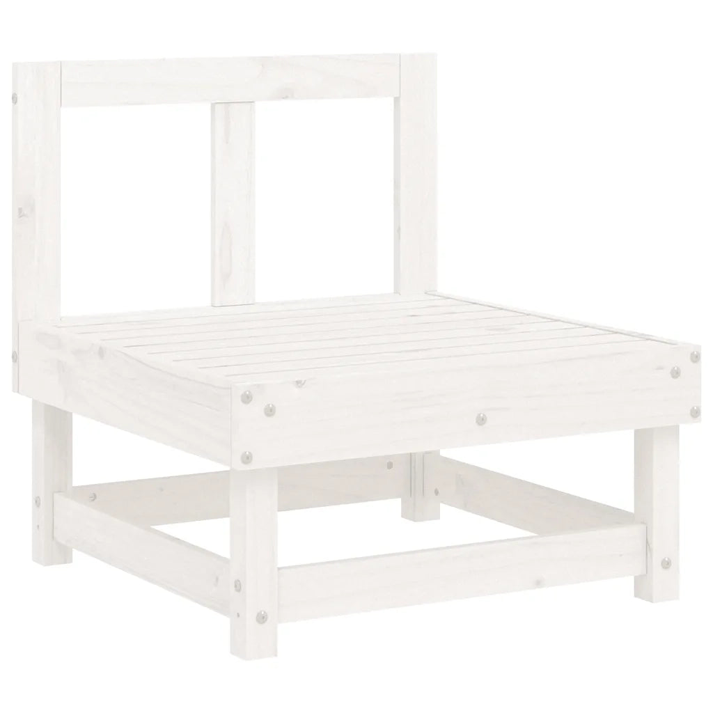 Divano Centrale con Cuscini in Legno Massello di Pino Bianco 825430