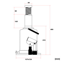 Cric a bottiglia da 12 t abbassamento lento 215-400 mm Martinetto idraulico