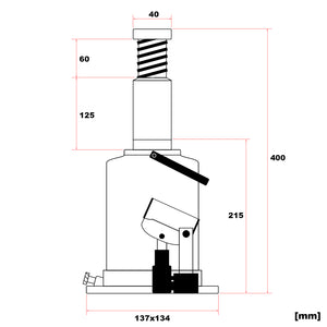 Cric a bottiglia da 12 t abbassamento lento 215-400 mm Martinetto idraulico