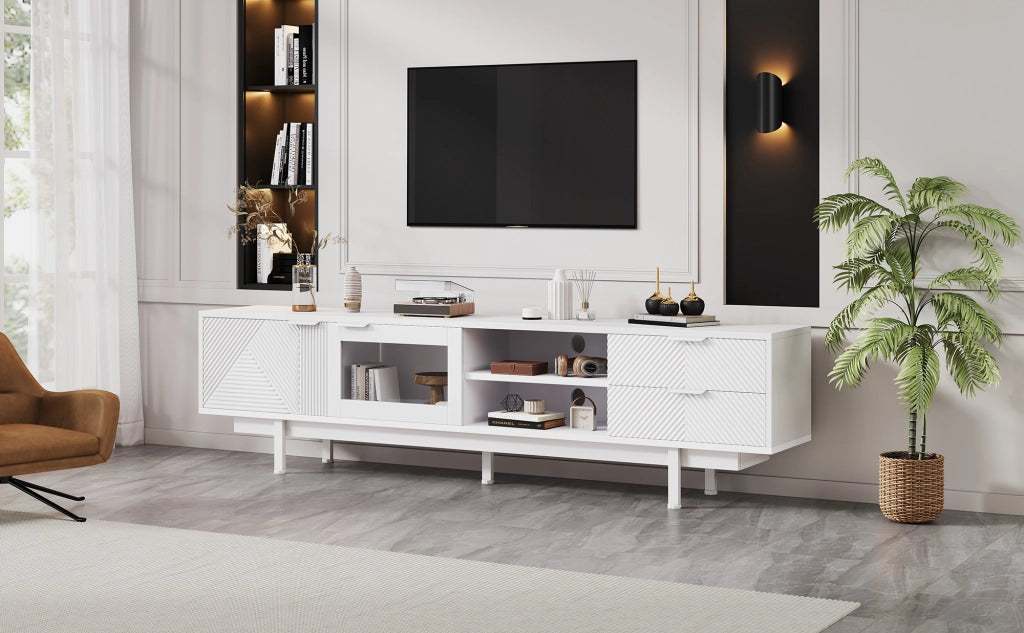 Cassettiera per TV bianca in truciolare lunghezza 200 cm