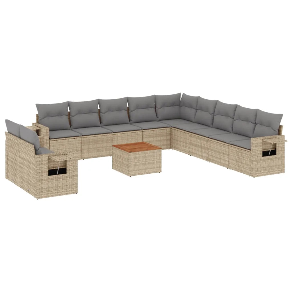 Set Divani da Giardino 12 pz con Cuscini Beige in Polyrattan 3224645
