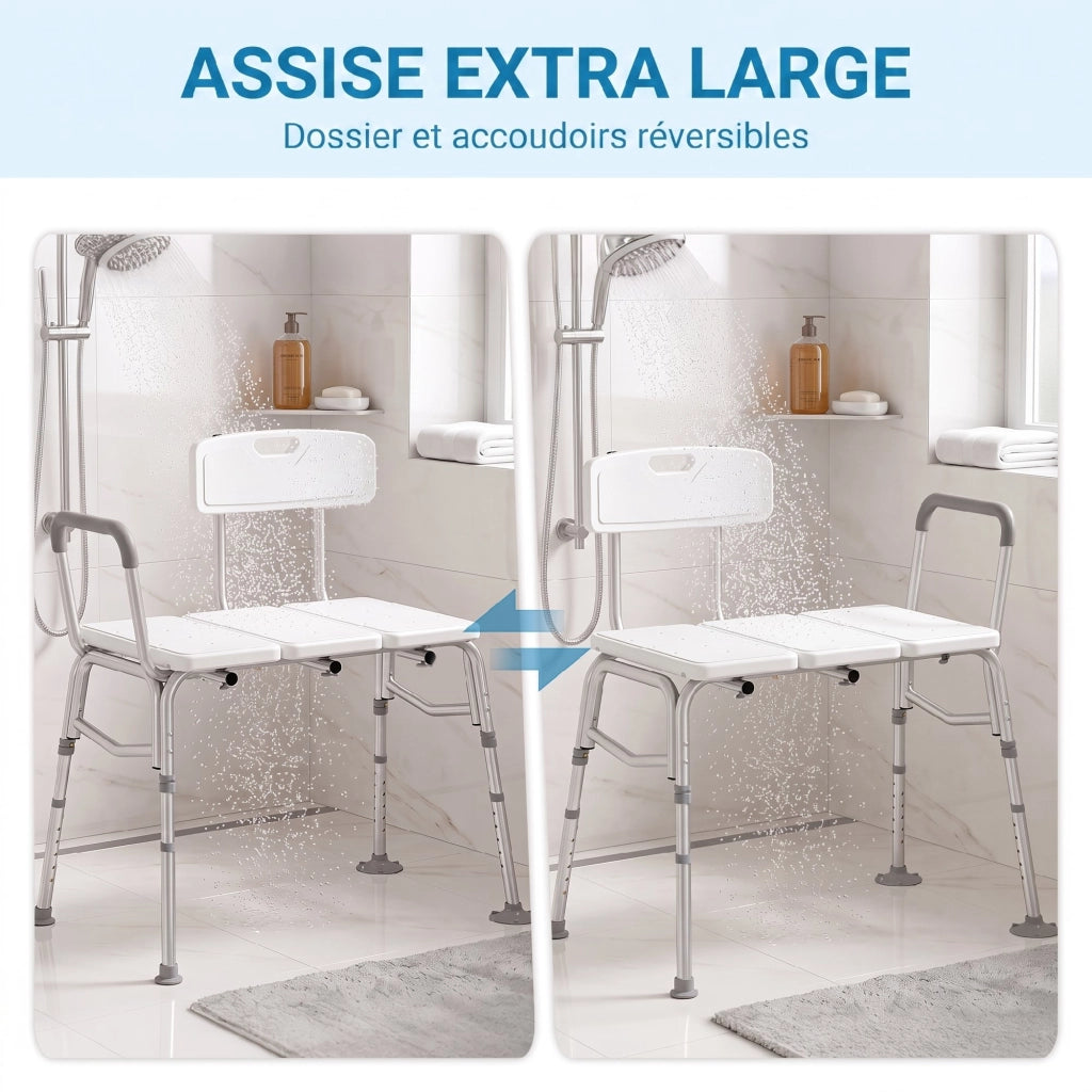 Banc de Transfert Baignoire, Hauteur Réglable à 10 Niveaux, Blanc