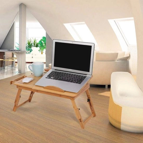 Nota da Scrivania Premium - Tavolo da Nota per Letto e Divano - Con Funzione di Riscaldamento - Ideale per Leggere Libri e Guardare Film - Colazione a Letto - Ripiegabile - Legno - 80 cm