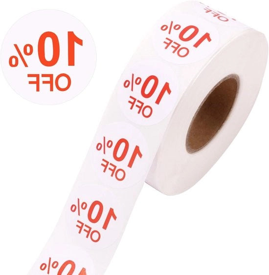 Etichette Sticking 1000 Ronde 25 mm con 10% Sconto, Etichette Autoadesive per Manifestazioni di Promozione - Tabelloni Promozionali per Dettaglianti - Vendita all'Inverso & Sconti