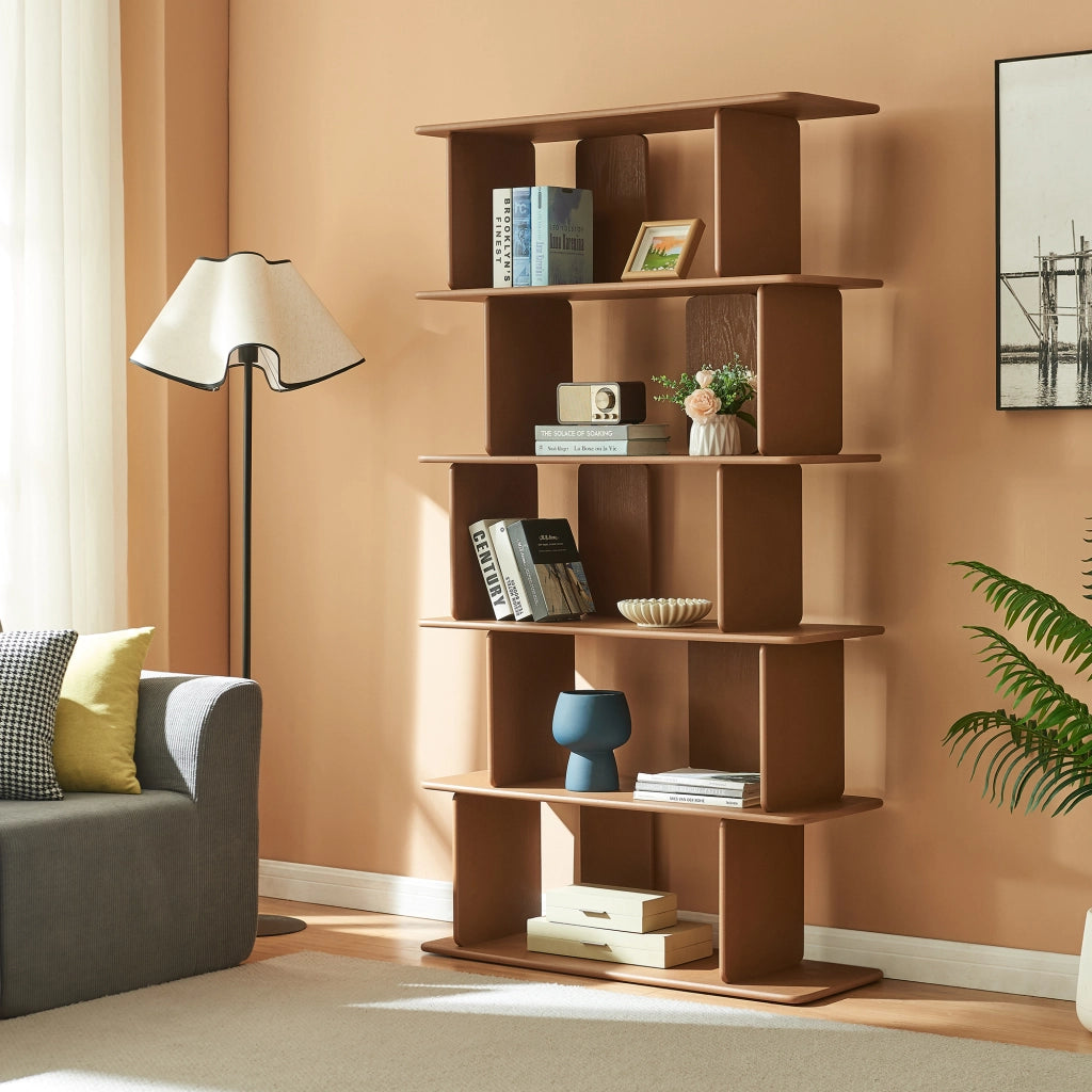 Libreria Gäljami con 5 Ripiani Aperti 180 x 100 x 35 cm - Effetto Noce [en.casa]