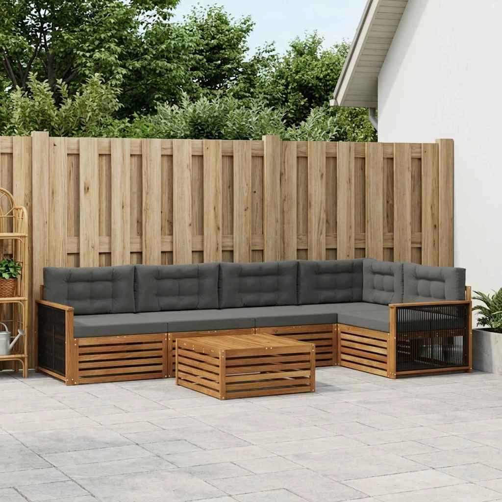 Set di divani da esterno 6 pz Naturale e Antracite 3383385