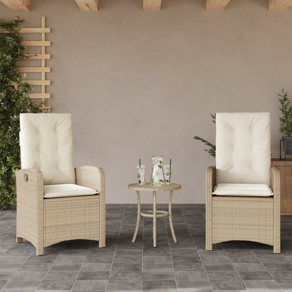 Sedie Reclinabili da Giardino 2 pz | Sedie da Esterno con Cuscini Beige Polyrattan
