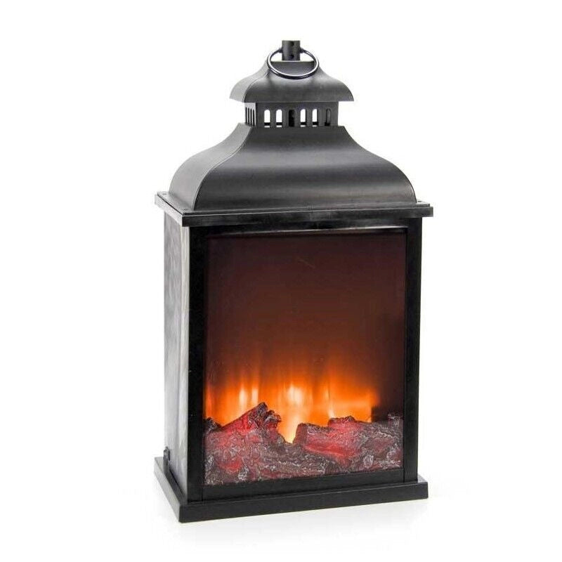 LANTERNA LED DECORATIVA CAMINETTO ELETTRICO FINTO  25X15X44 CM