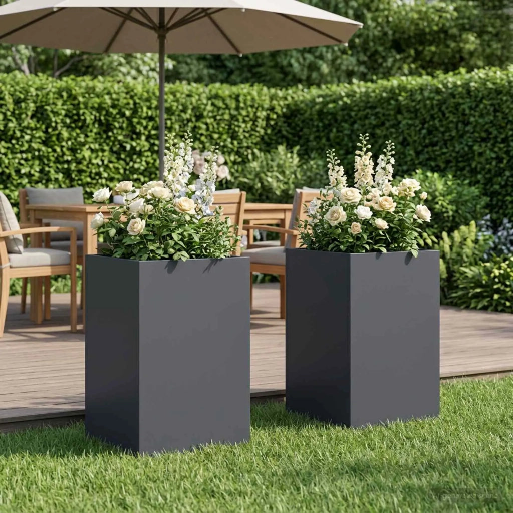 Vaso da giardino 2 pz Antracite 30 x 30 x 50 cm 8005349