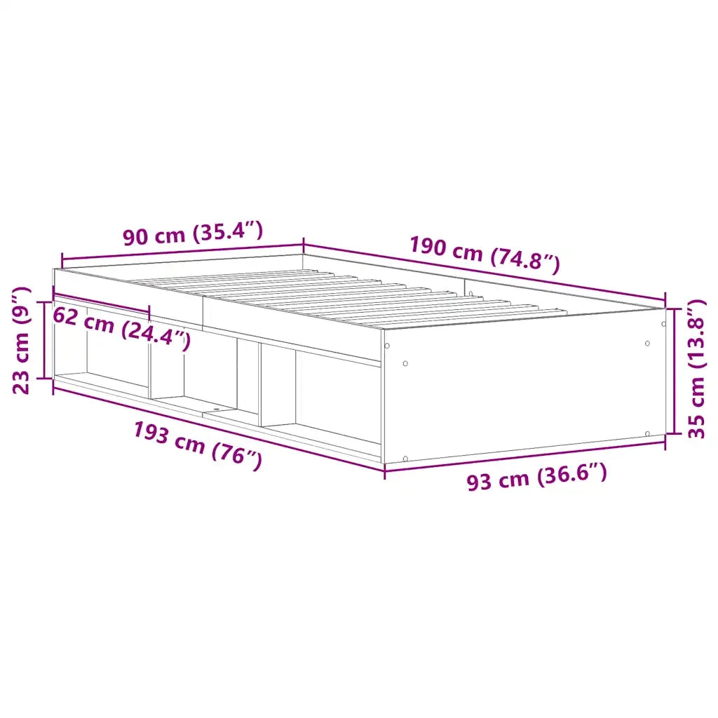 Giroletto senza Materasso Rovere Artigianale 90x190cm 3328826