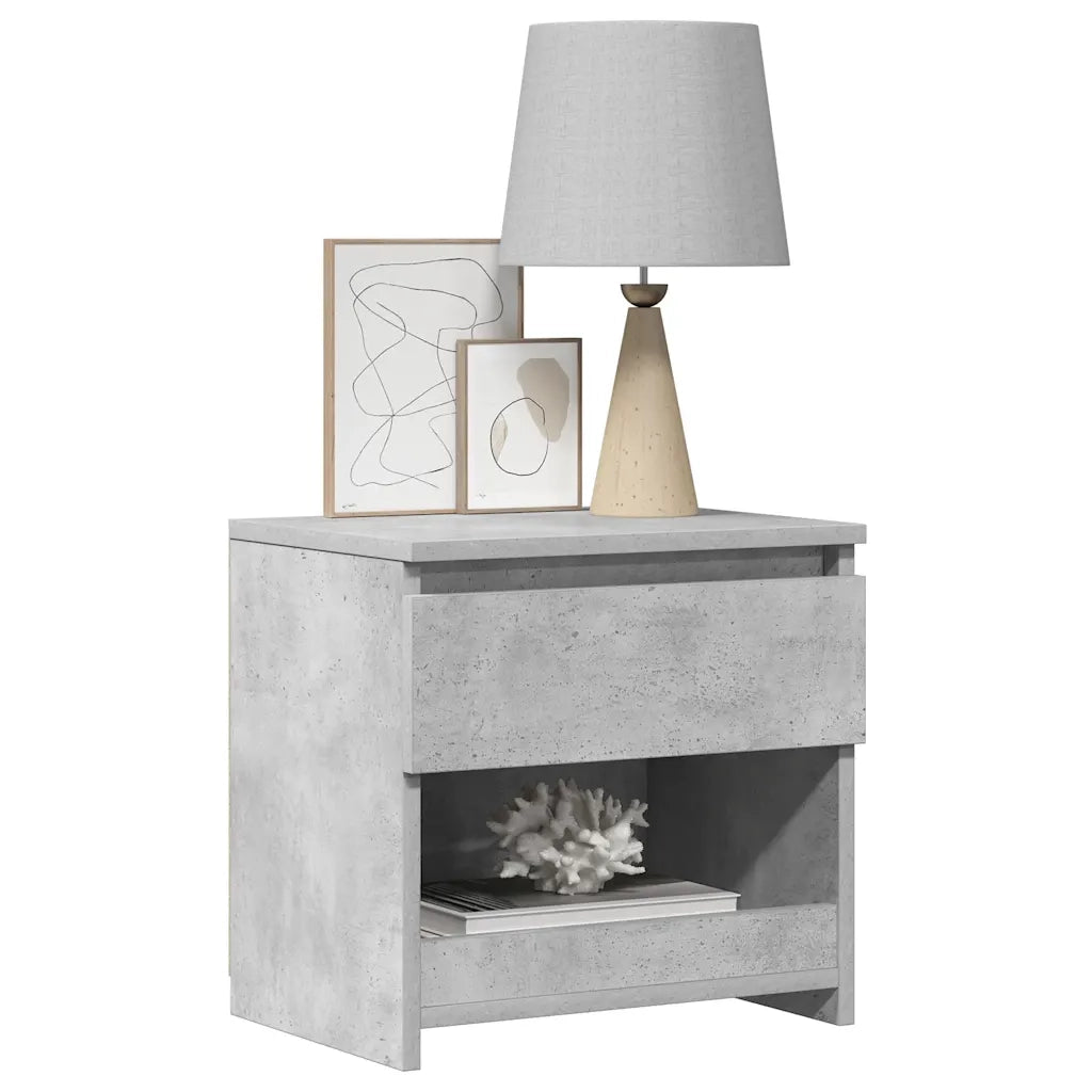 Set di 2 Comodini | Armadio da Notte | Mobiletto da notte Grigio Cemento 40x30x39 cm in Legno Multistrato