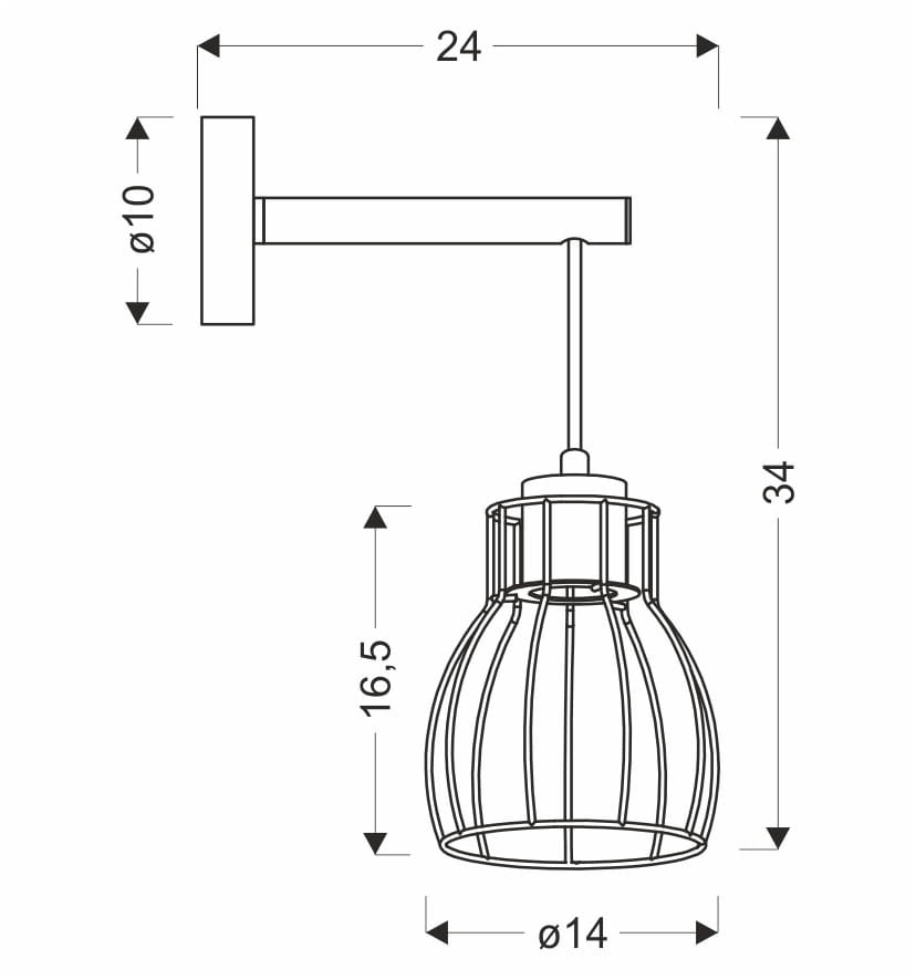 Applique Candellux Bernita legno nero interno 1xE27 IP20