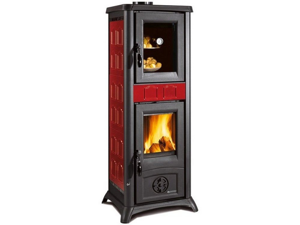 1pz la nordica stufa a legna gemma forno col. elegance bordeaux cod:ferx.vit53884